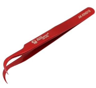 PINZA CURVA ROJA ANTIESTATICA DE ACERO INOXIDABLE MECHANIC AK-15