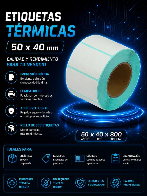 CAJA ROLLO ETIQUETAS PARA MAQUINA ETIQUETADORA 50*40*800