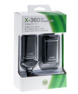 SET 4 EN 1 CARGADOR Y DOS BATERIAS Y CABLE PARA XBOX 360