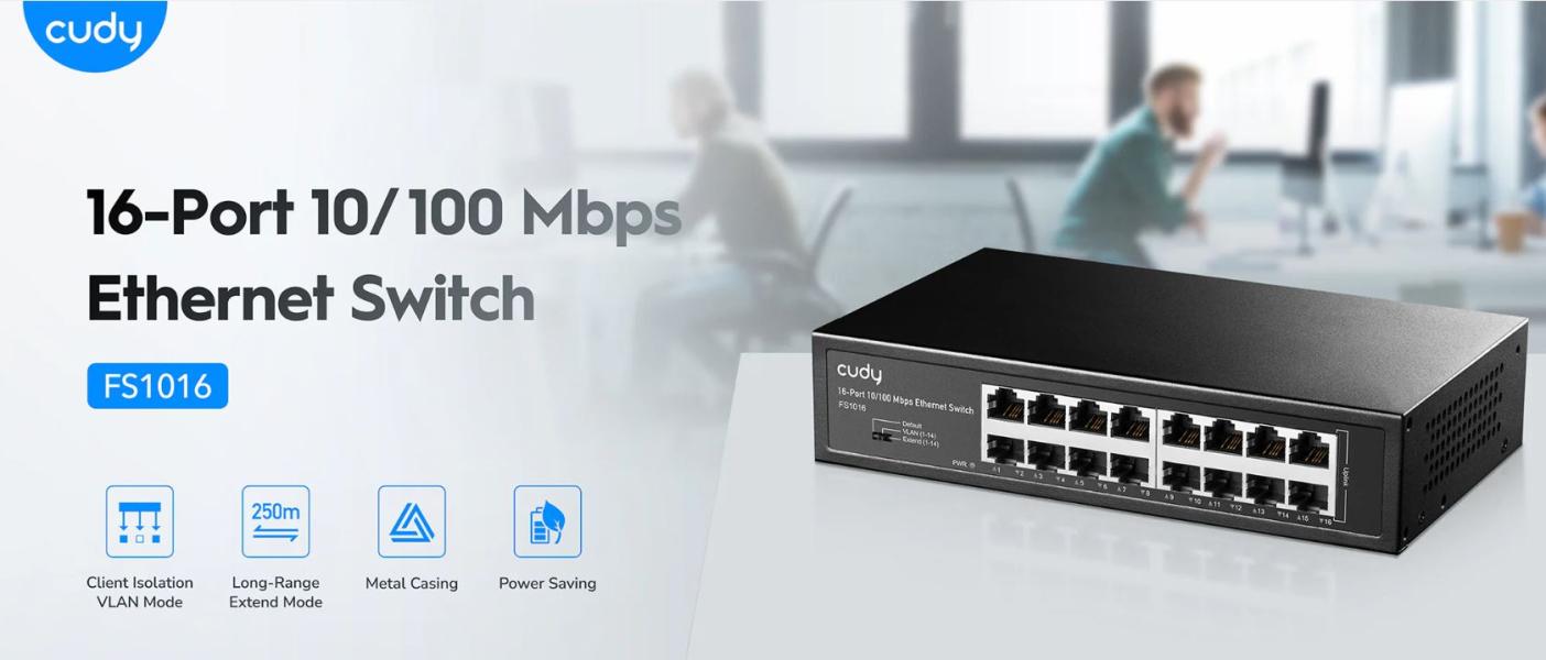 SWITCH CUDY FS1016D 1.0 16 PUERTOS RJ45 10/100 MBPS