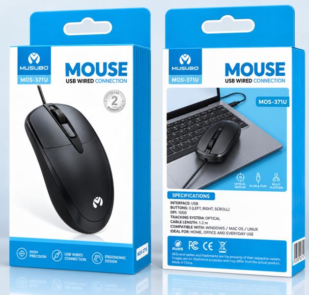 MOUSE CON CABLE USB MIKUSO MIKUSO MOS-371U