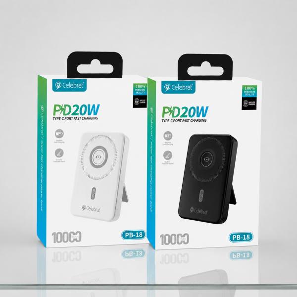 POWER BANK CELEBRAT PB18  10000 Mah CON MAGSAFE NEGRO