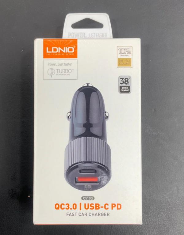 LDNIO-CARGADOR R&Aacute;PIDO C510Q PARA COCHE, ADAPTADOR USB DUAL PD/QC 3,0, TOTAL DE 38 W