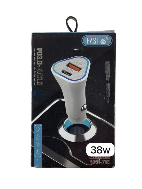 CARGADOR DE AUTO 38W USB+PD