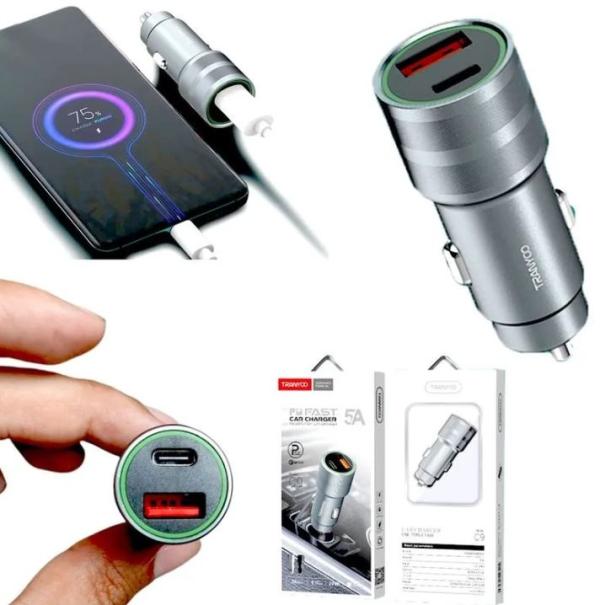 CARGADOR PARA AUTO -METAL PD 20W USB/TIPOC