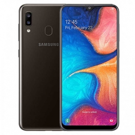 TAPA TRASERA + LENTE SAMSUNG A20 NEGRO NEGRA