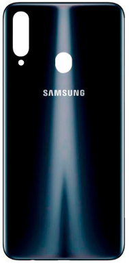 TAPA TRASERA + LENTE SAMSUNG A20S NEGRO