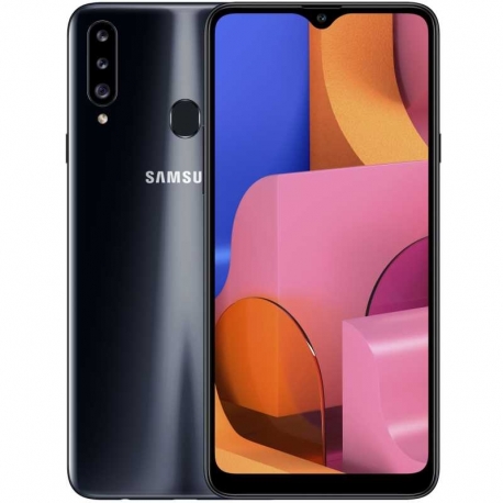 TAPA TRASERA + LENTE +MARCO SAMSUNG A20S NEGRO