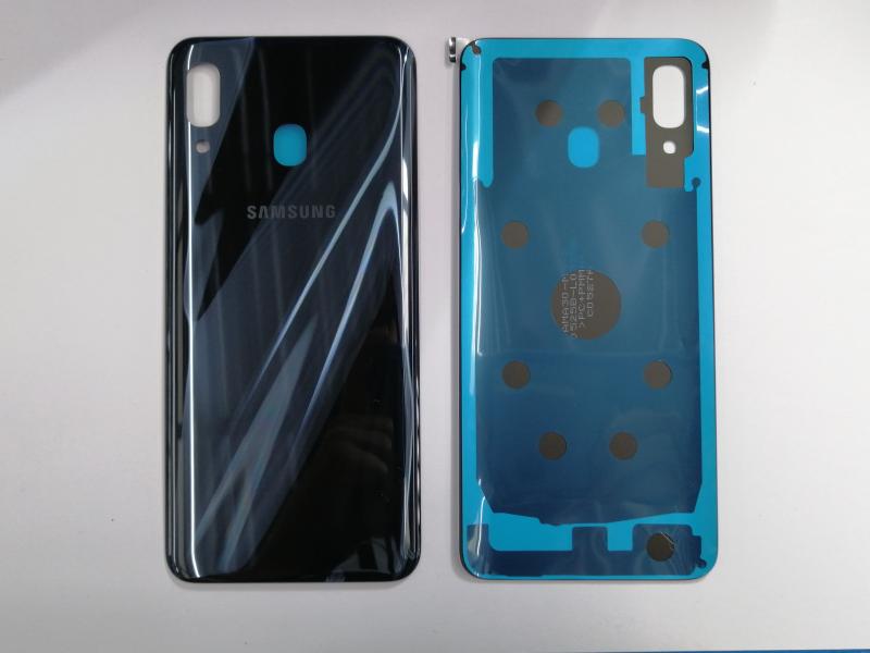 TAPA TRASERA + LENTE SAMSUNG A30 NEGRO