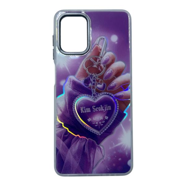 ESTUCHE DISEÑO SAMSUNG A12 CORAZÓN MORADO