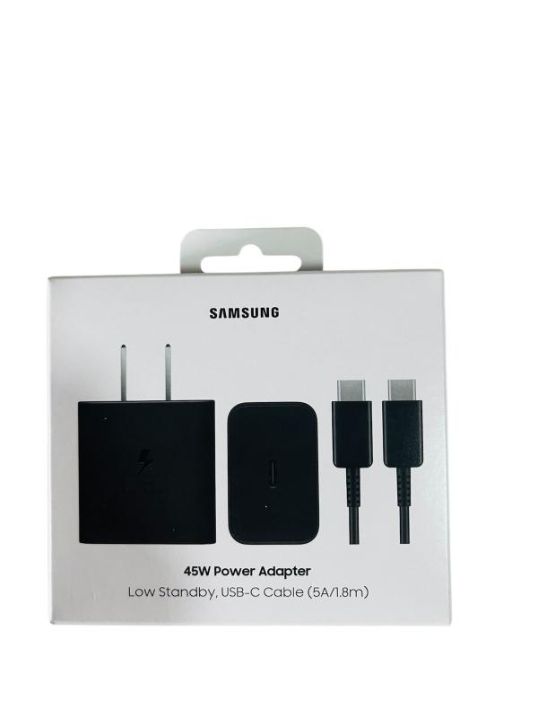CARGADOR SAMSUNG SUPER CARGA RAPIDA COMPLETO 45W NEGRO TIPO C / 100% ORIGINAL