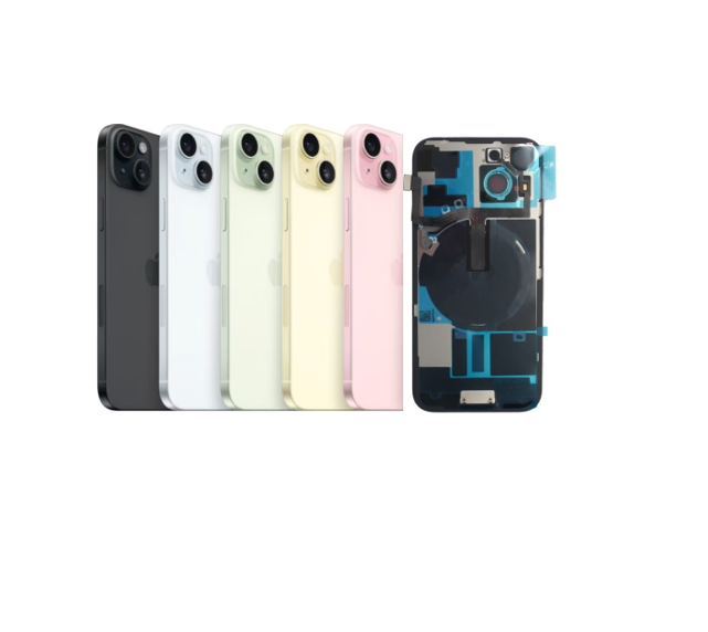 TAPA TRASERA IPHONE 15 PLUS CON MARCO MAGSAFE Y FLEX FLASH AMARILLO