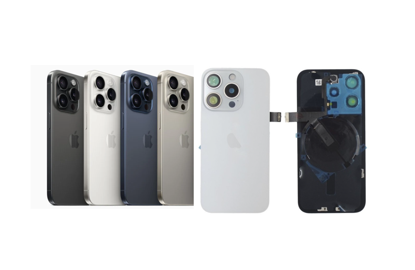 TAPA TRASERA IPHONE 15 PRO MAX CON MARCO MAGSAFE Y FLEX FLASH TITANIO AZUL