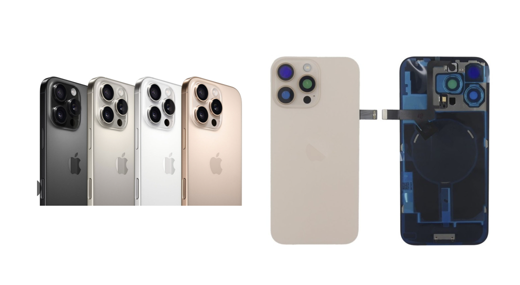 TAPA TRASERA IPHONE 16 PRO MAX CON MARCO MAGSAFE Y FLEX FLASH TITANIO BLANCO