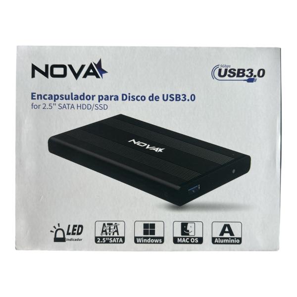 ENCAPSULADOR USB 3.0 (USB-A) NOVA AEK25023 2.5" SATA 5V NEGRO