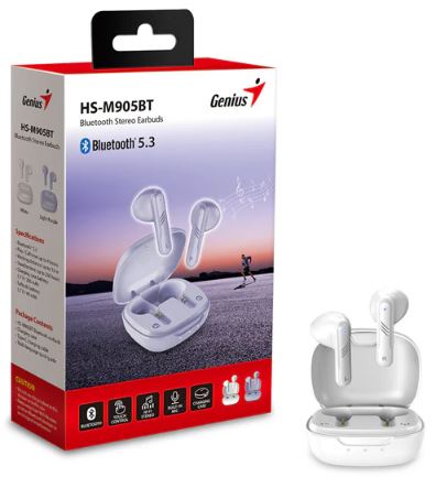 AUDIFONO GENIUS HS-M905BT INAL&Aacute;MBRICO BLUETOOTH BLANCO