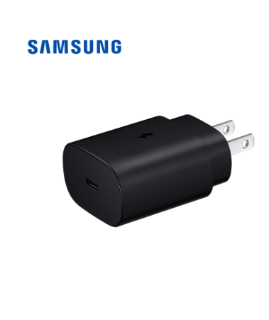 CUBO CARGADOR TIPO C SAMSUNG 25W NEGRO / 100%  ORIGINAL, BOLSA
