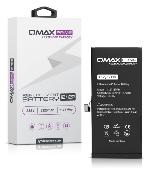BATER&Iacute;A DE REPUESTO DE CAPACIDAD EXTENDIDA QMAX PRIME PARA IPHONE (NO REQUIERE SOLDADURA POR PUNTOS) (4420 MAH) 12 / 12 PRO