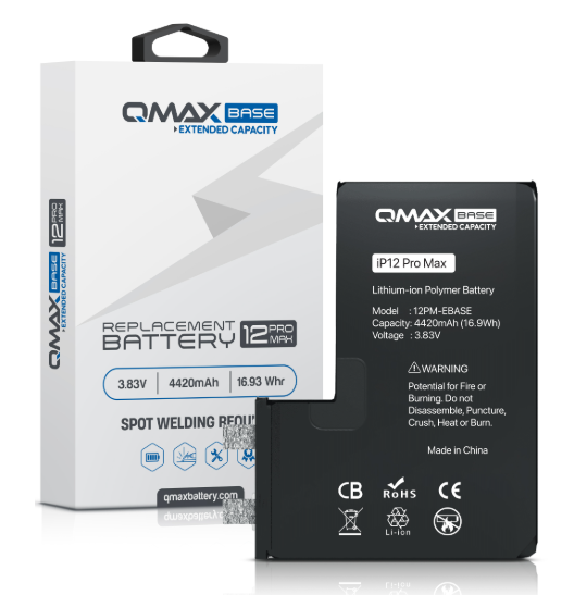 BATER&Iacute;A DE REPUESTO DE CAPACIDAD EXTENDIDA QMAX BASE PARA IPHONE  (REQUIERE SOLDADURA POR PUNTOS) 12 PRO MAX