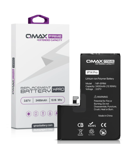 BATER&Iacute;A DE REPUESTO DE CAPACIDAD EXTENDIDA QMAX PRIME PARA IPHONE (NO REQUIERE SOLDADURA POR PUNTOS) 14 PRO