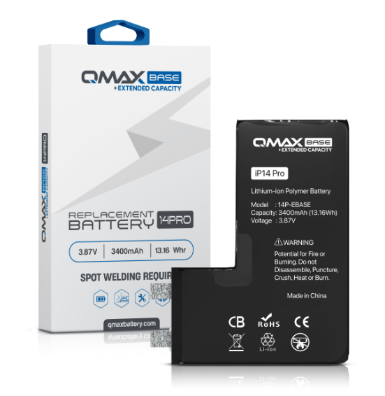 BATER&Iacute;A DE REPUESTO DE CAPACIDAD EXTENDIDA QMAX BASE PARA IPHONE  (REQUIERE SOLDADURA POR PUNTOS) 14 PRO
