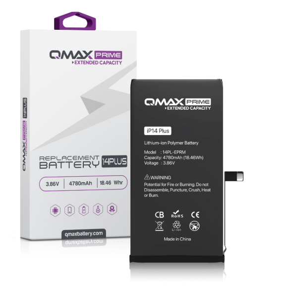 BATER&Iacute;A DE REPUESTO DE CAPACIDAD EXTENDIDA QMAX PRIME PARA IPHONE (NO REQUIERE SOLDADURA POR PUNTOS) (4420 MAH) 14 PLUS