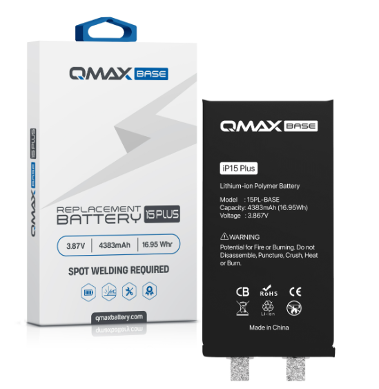 BATER&Iacute;A DE REPUESTO DE CAPACIDAD EXTENDIDA QMAX BASE PARA IPHONE (REQUIERE SOLDADURA POR PUNTOS) (3500 MAH) 15 PLUS