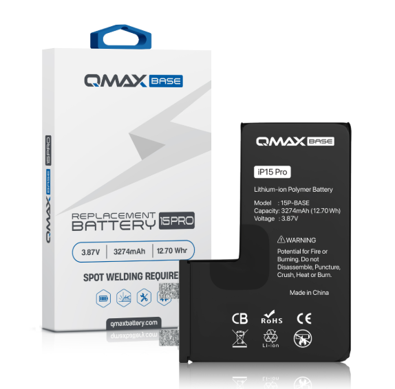 BATER&Iacute;A DE REPUESTO DE CAPACIDAD EXTENDIDA QMAX BASE PARA IPHONE  (REQUIERE SOLDADURA POR PUNTOS) 15 PRO