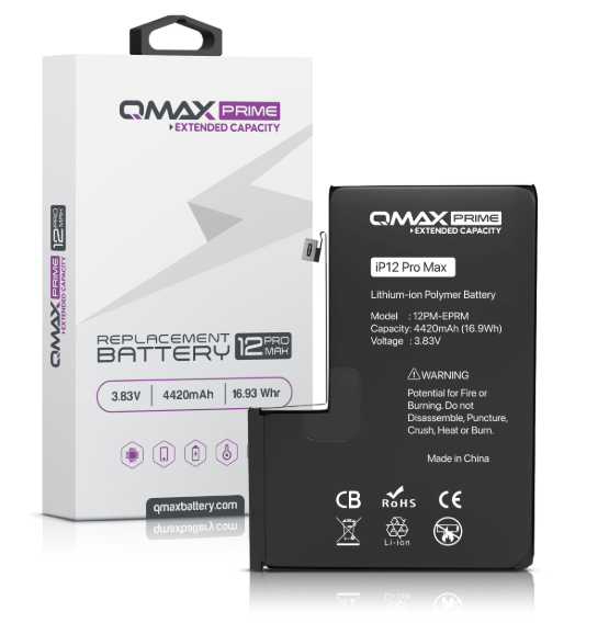 BATER&Iacute;A DE REPUESTO DE CAPACIDAD EXTENDIDA QMAX PRIME PARA IPHONE (NO REQUIERE SOLDADURA POR PUNTOS) (4420 MAH) 12 PRO MAX