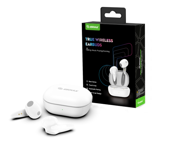 AURICULARES INALÁMBRICOS VERDADEROS ESOULK (BLANCOS)