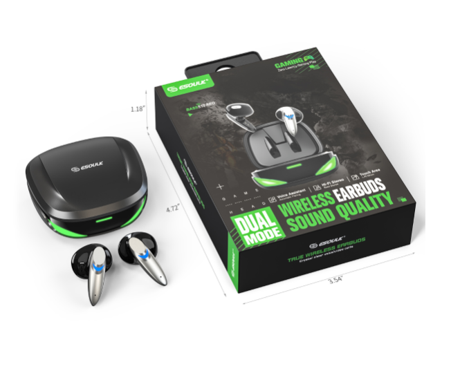 AURICULARES INALÁMBRICOS VERDADEROS PARA JUEGOS ESOULK EE08 (NEGROS)