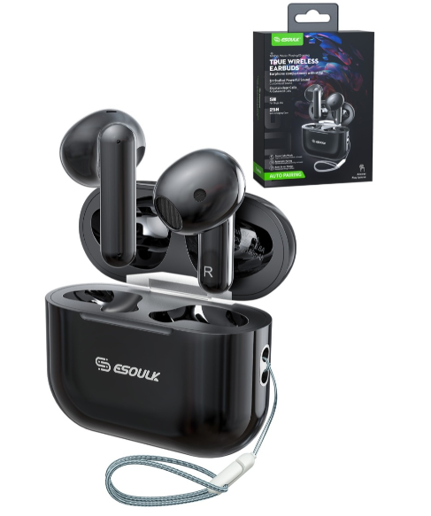 AURICULARES INALÁMBRICOS VERDADEROS DE ESOULK (NEGROS)