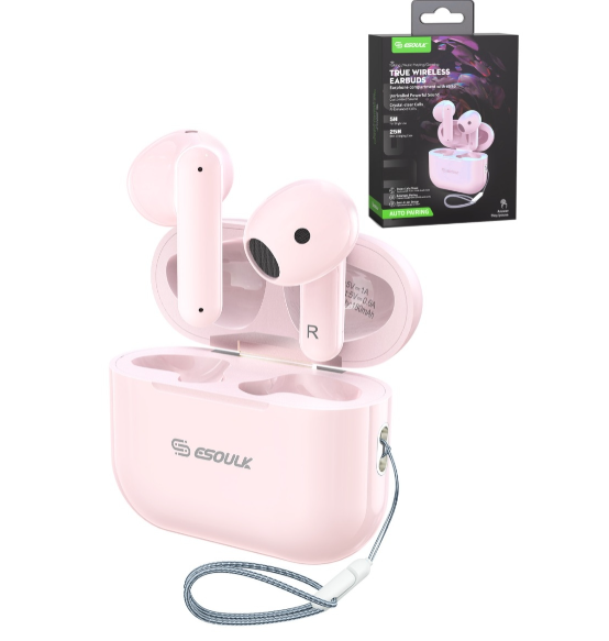 AURICULARES INALÁMBRICOS VERDADEROS DE ESOULK (ROSA)