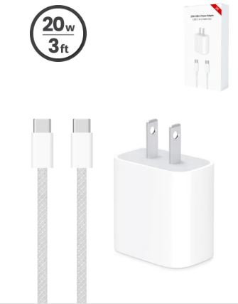 CARGADOR IPHONE USB CC DE 27 W CON ADAPTADOR DE CORRIENTE USB-C DE 20 W PARA IPHONE 15
