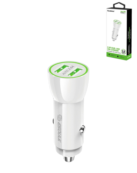 ADAPTADOR PARA COCHE USB-A DUAL DE 2,4 A ESOULK EA09P (12 W) (BLANCO)