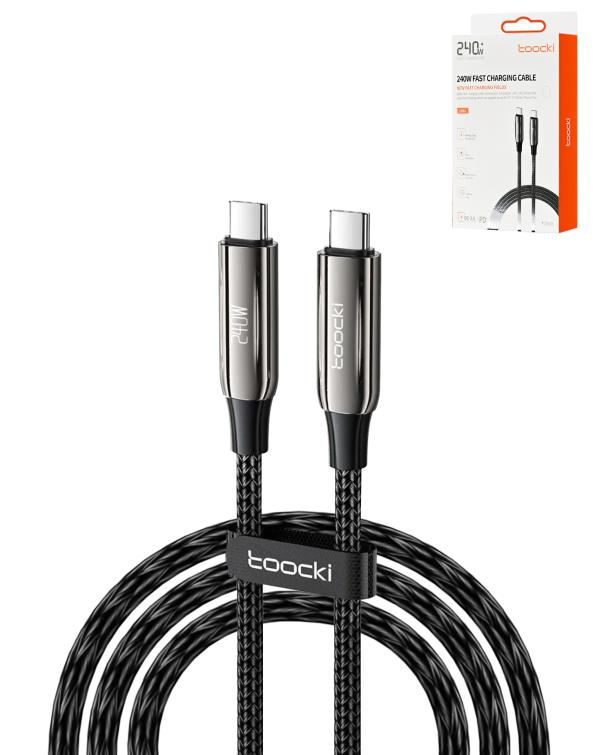 CABLE DE DATOS TRENZADO DE CARGA SÚPER RÁPIDA USB CC DE TOOCKI PARA TV, COMPUTADORA PORTÁTIL, ROBOT, TELÉFONO INTELIGENTE Y TABLETAS 240W