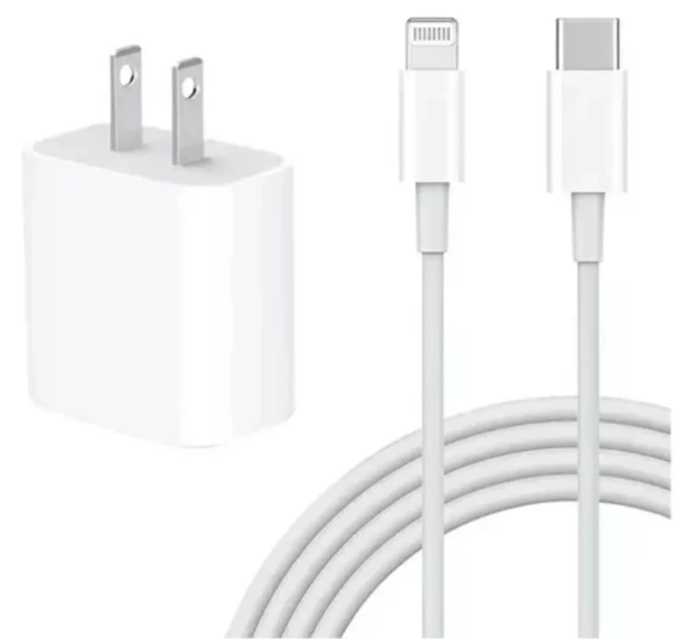 CARGADOR 2 EN 1 IPHONE 12 PRO MAX 20W TIPO C A LIGHTING SIN LOGO