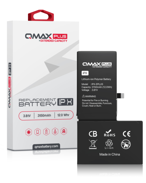 BATER&Iacute;A DE REPUESTO QMAX PLUS DE CAPACIDAD EXTENDIDA PARA IPHONE (3150 MAH) IPH X