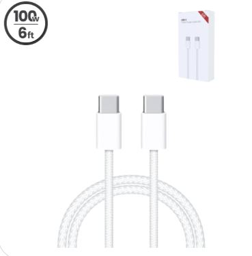 CABLE APPLE CARGA R&Aacute;PIDA USB CC DE 100 W PARA IPHONE 16/15 Y IPADS (1,8 M) (PREMIUM) (SIN LOGO)