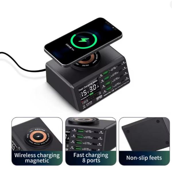 FUENTE DE ALIMENTACI&Oacute;N DE ESCRITORIO QIANLI MEGA-IDEA PQW110 DE 110 W CON PANTALLA DIGITAL DE CARGA R&Aacute;PIDA Y CARGADOR INAL&Aacute;MBRICO