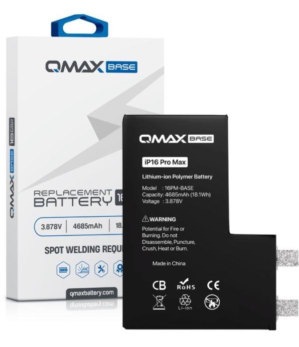 BATER&Iacute;A DE REPUESTO QMAX BASE PARA IPHONE  (REQUIERE SOLDADURA POR PUNTOS) (4685 MAH) 16 PRO MAX
