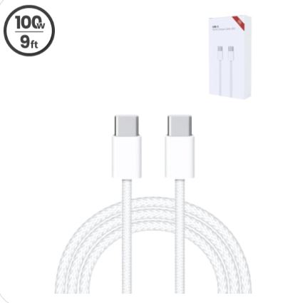 CABLE DE CARGA R&Aacute;PIDA USB C A C DE 100 W PARA IPHONE 16/15 Y IPADS (2,7 M)