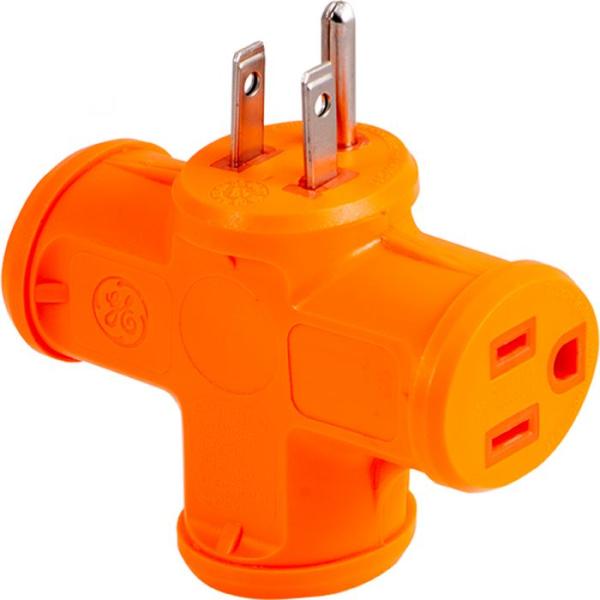 ADAPTDADOR AC 1 A 3 TOMAS TRABAJO PESADO ANARANJADO 50281 GE