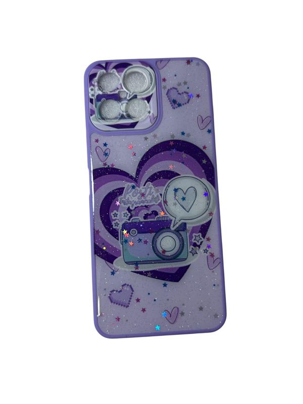 ESTUCHE DISEÑO HONOR X8 CORAZON MORADO
