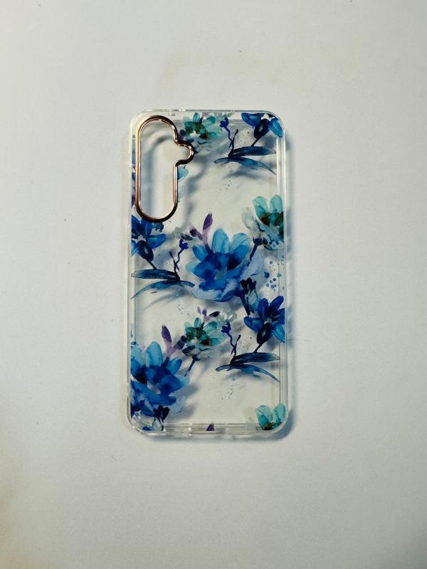 ESTUCHE DISEÑO SAMSUNG A55 FLORES AZULES