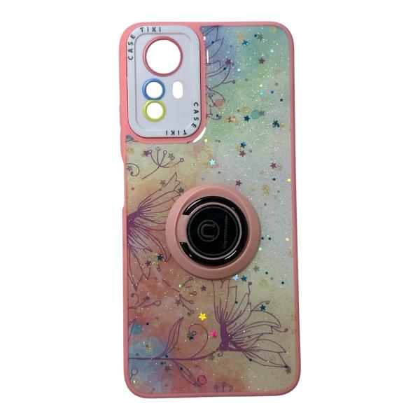 ESTUCHE DISEÑO REDMI NOTE 12S FLORES Y ESTRELLAS ANILLO