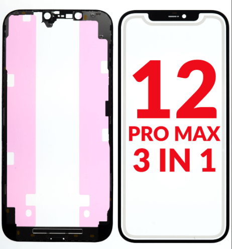 3 EN 1 (VIDRIO FRONTAL + MARCO + OCA) (PREMIUM) IPHONE 12 PRO MAX (G+ OCA PRO)