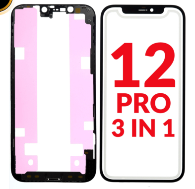 3 EN 1 (VIDRIO FRONTAL + MARCO + OCA) (PREMIUM) IPHONE 12/ 12 PRO (G+ OCA PRO)