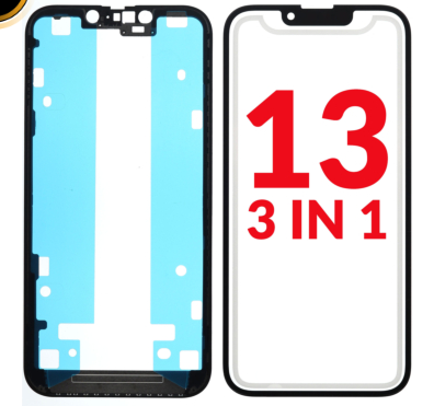 3 EN 1 (CRISTAL FRONTAL + MARCO + OCA) (PREMIUM) IPHONE 13 (G+ OCA PRO)