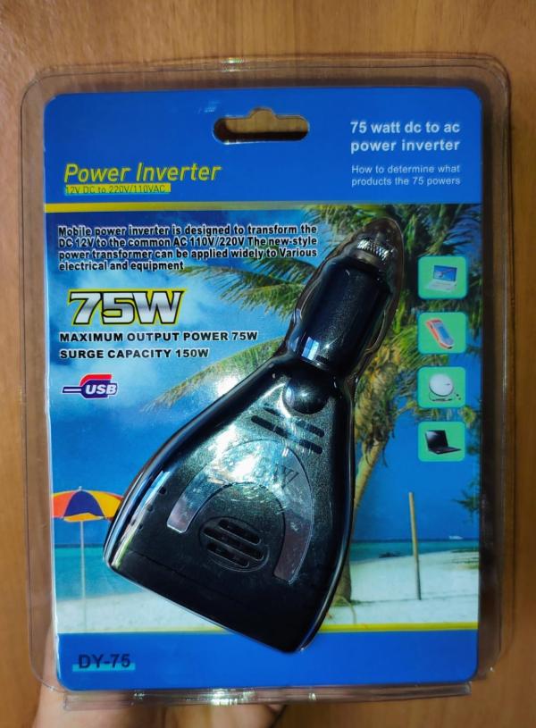INVERSOR DE VOLTAJE -75W 12V DC A 110V AC